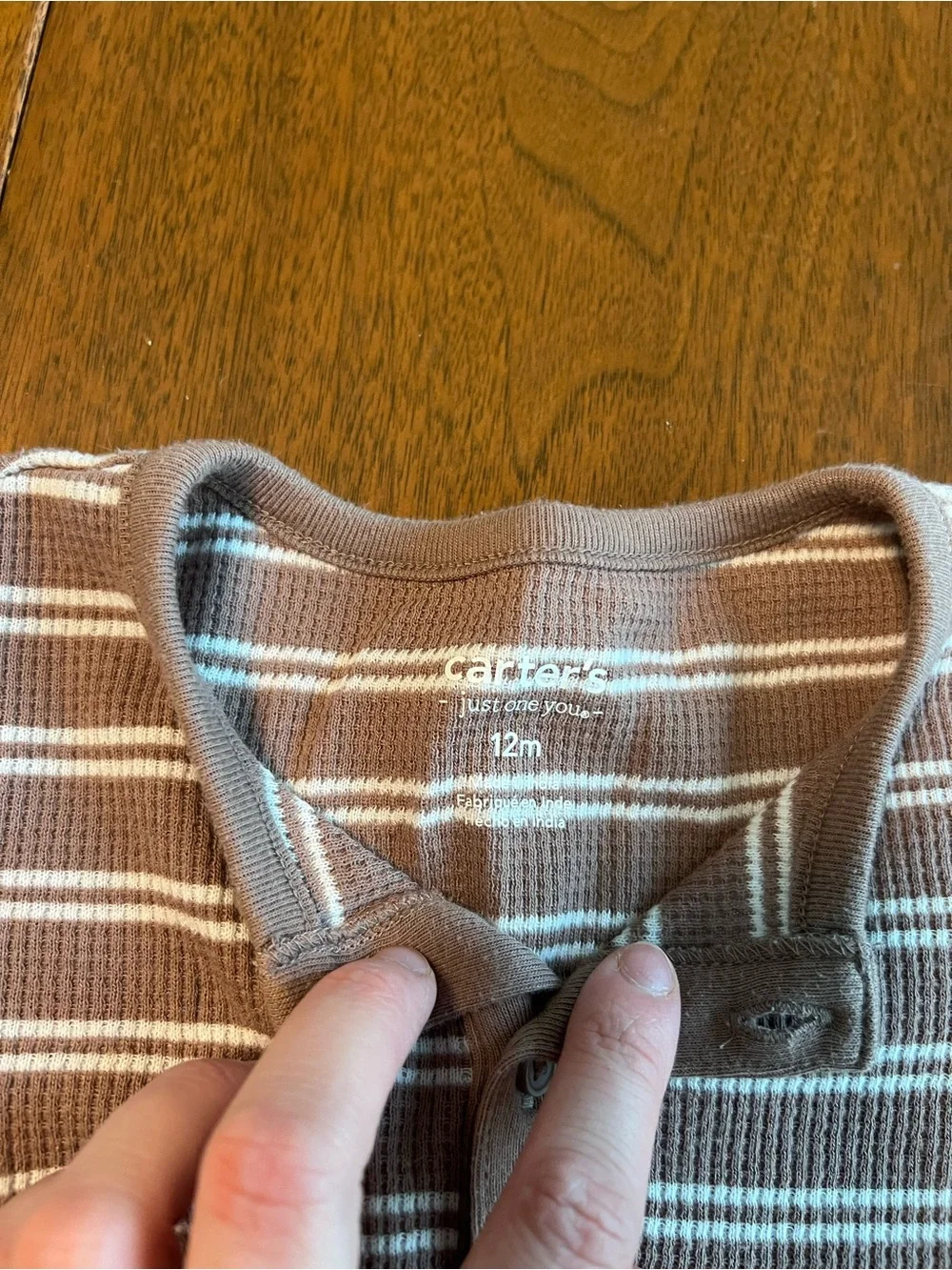 Carter's ‘Thankful for you' Sweatshirt and Brown Striped Henley One Piece Bundle